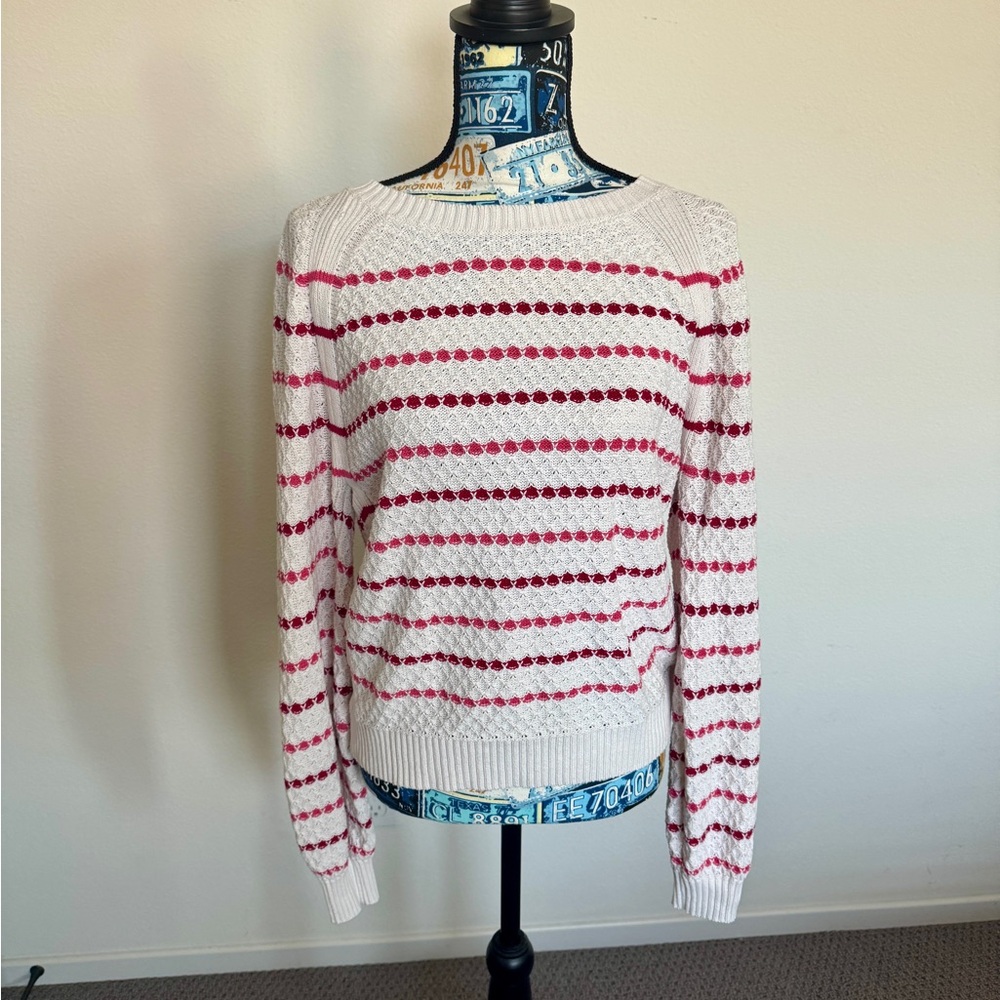LOFT Pink and White Striped Sweater